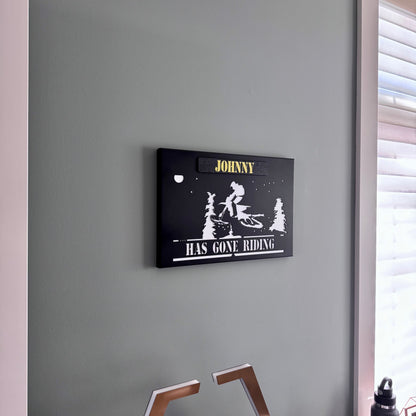 Personalized Snowbike Metal Wall Art GONE RIDING